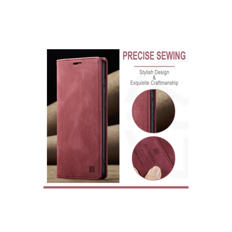 AUTSPACE A01 Retro lompakkokotelo Samsung Galaxy S23+ (Plus) - Punainen