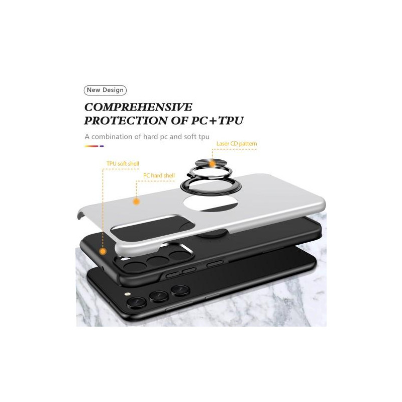 Samsung Galaxy S23+ Fingerring Kickstand Hybrid Taske - Sølv