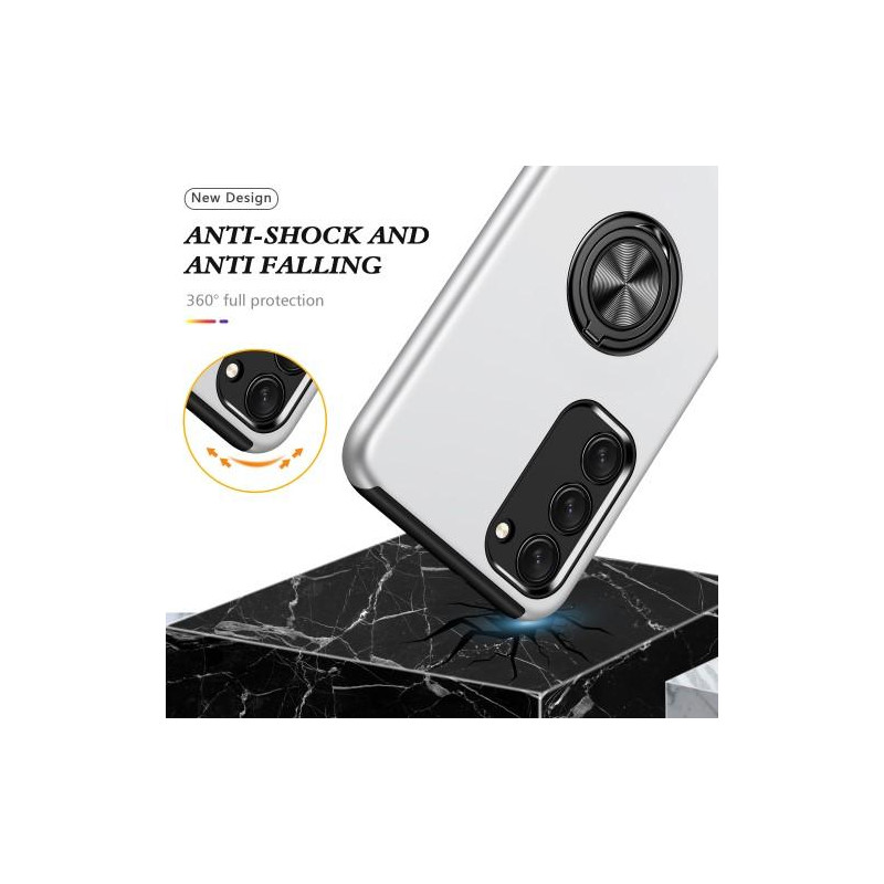 Samsung Galaxy S23+ Fingerring Kickstand Hybrid Taske - Sølv