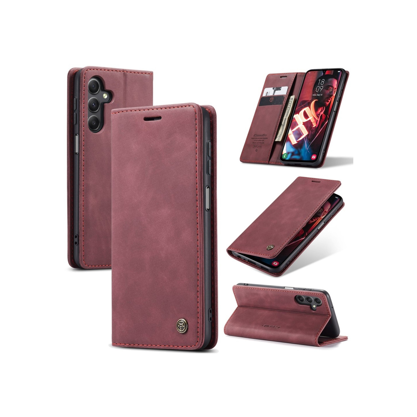 CASEME Retro Wallet Case for Samsung Galaxy A16 - Red