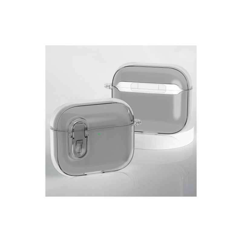 Til AirPods 4 Hovedtelefoner Etui Snap Switch Ice Crystal Clear Shell - Gennemsigtig Grå