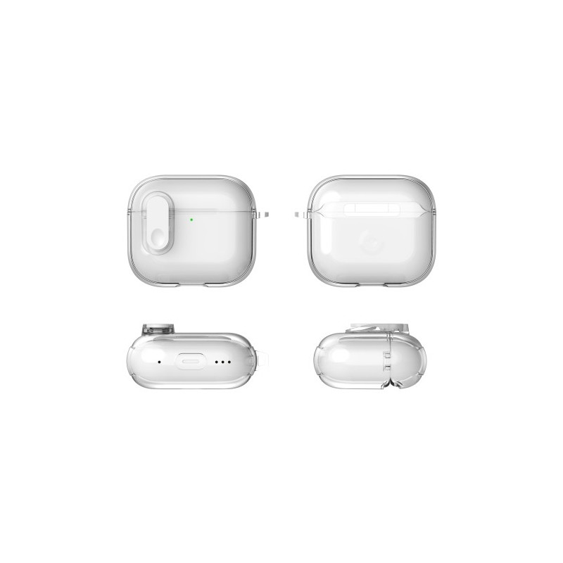 For AirPods 4 Headphones Case Snap Switch Ice Crystal Clear Shell - Transparent Pink