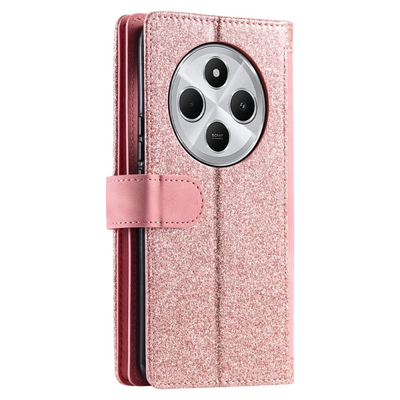 Til Xiaomi Redmi 14C Deksel med glidelås og 9 kortspor - RoseGold