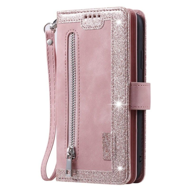 Til Xiaomi Redmi 14C Etui med Lynlåslomme og 9 Kortlommer – RoseGold