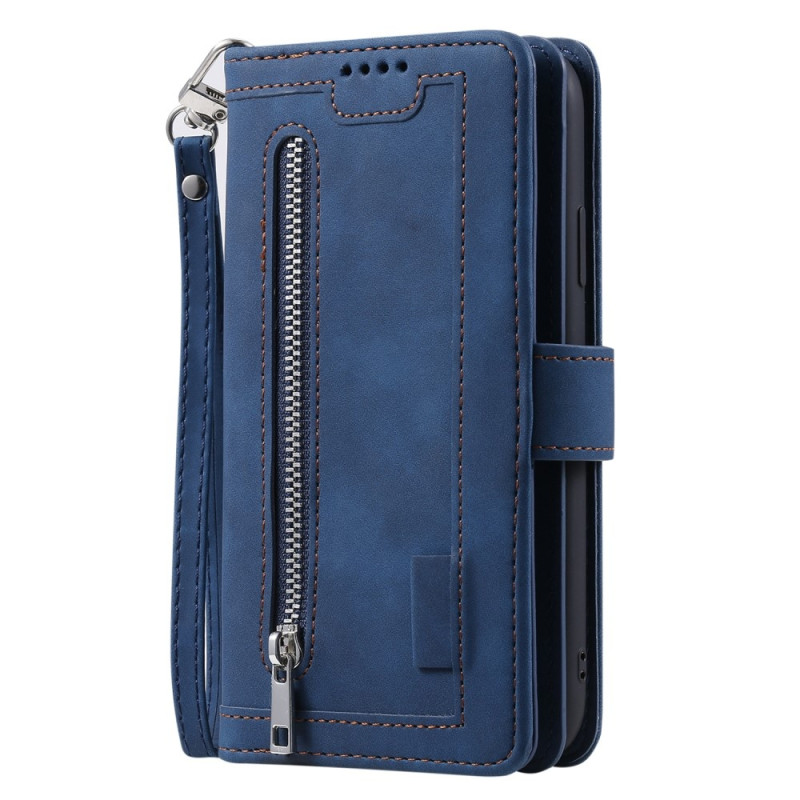 For Xiaomi Redmi 14C Case Zipper Pocket PU Leather Phone Cover with 9 Card Slots