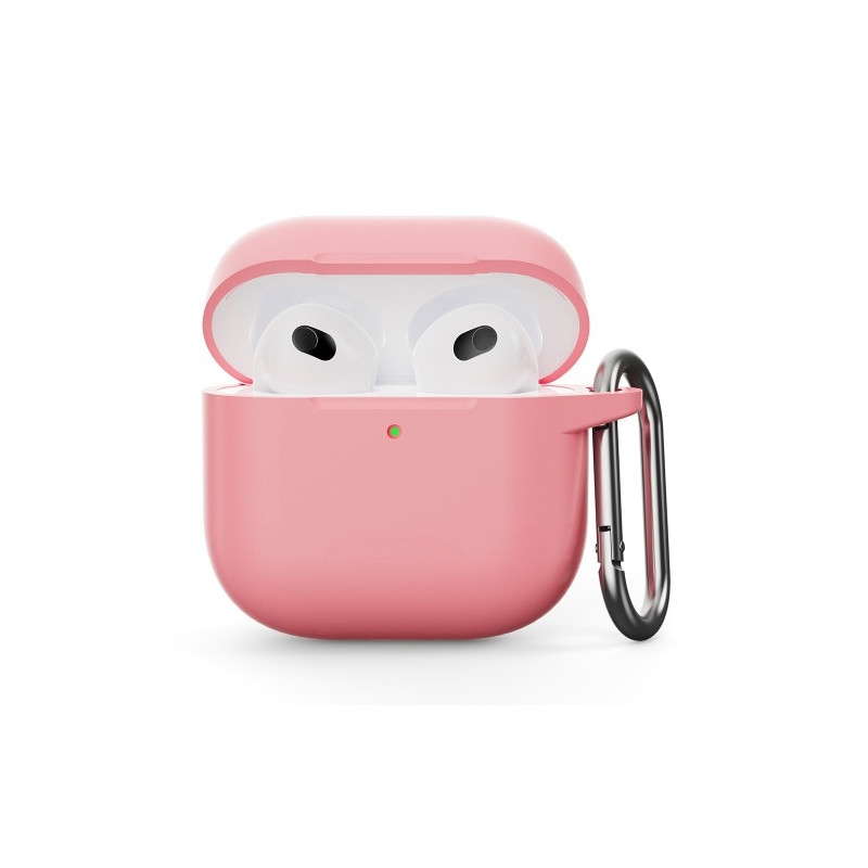 Til AirPods 4 Silikonetui Integreret Bluetooth - hovedtelefoncover med krog - Lyserød