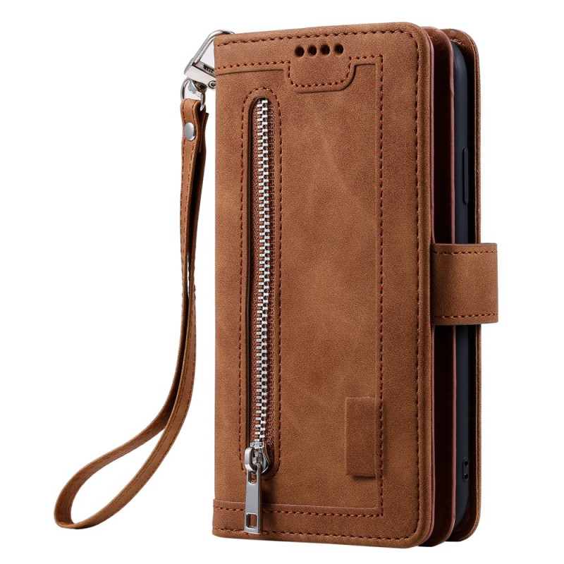 For Xiaomi Redmi 14C Case Zipper Pocket PU Leather Phone Cover with 9 Card Slots