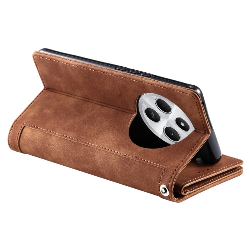 For Xiaomi Redmi 14C Case Zipper Pocket PU Leather Phone Cover with 9 Card Slots