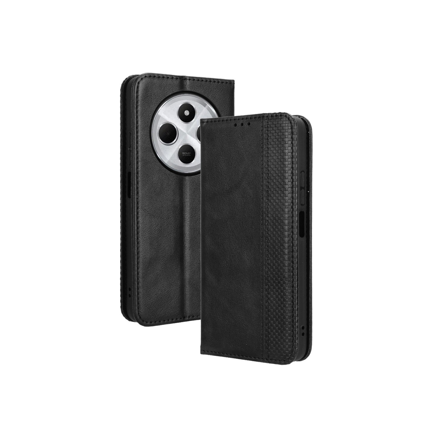 Til Xiaomi Redmi 14C Pung Stand Flip Telefonetui - Sort