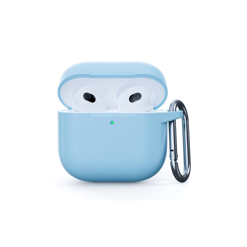 Til AirPods 4 Silikonetui Integreret Bluetooth - hovedtelefoncover med krog - Lyseblå