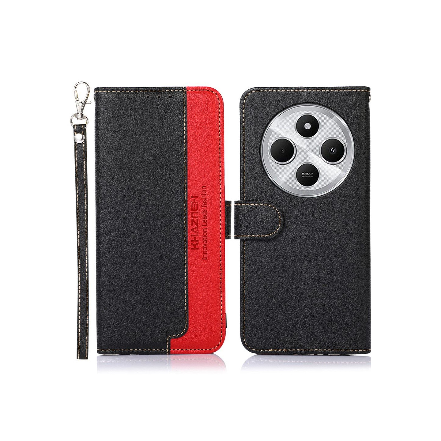 KHAZNEH Plånboksfodral till Xiaomi Redmi 14C - Svart - Röd