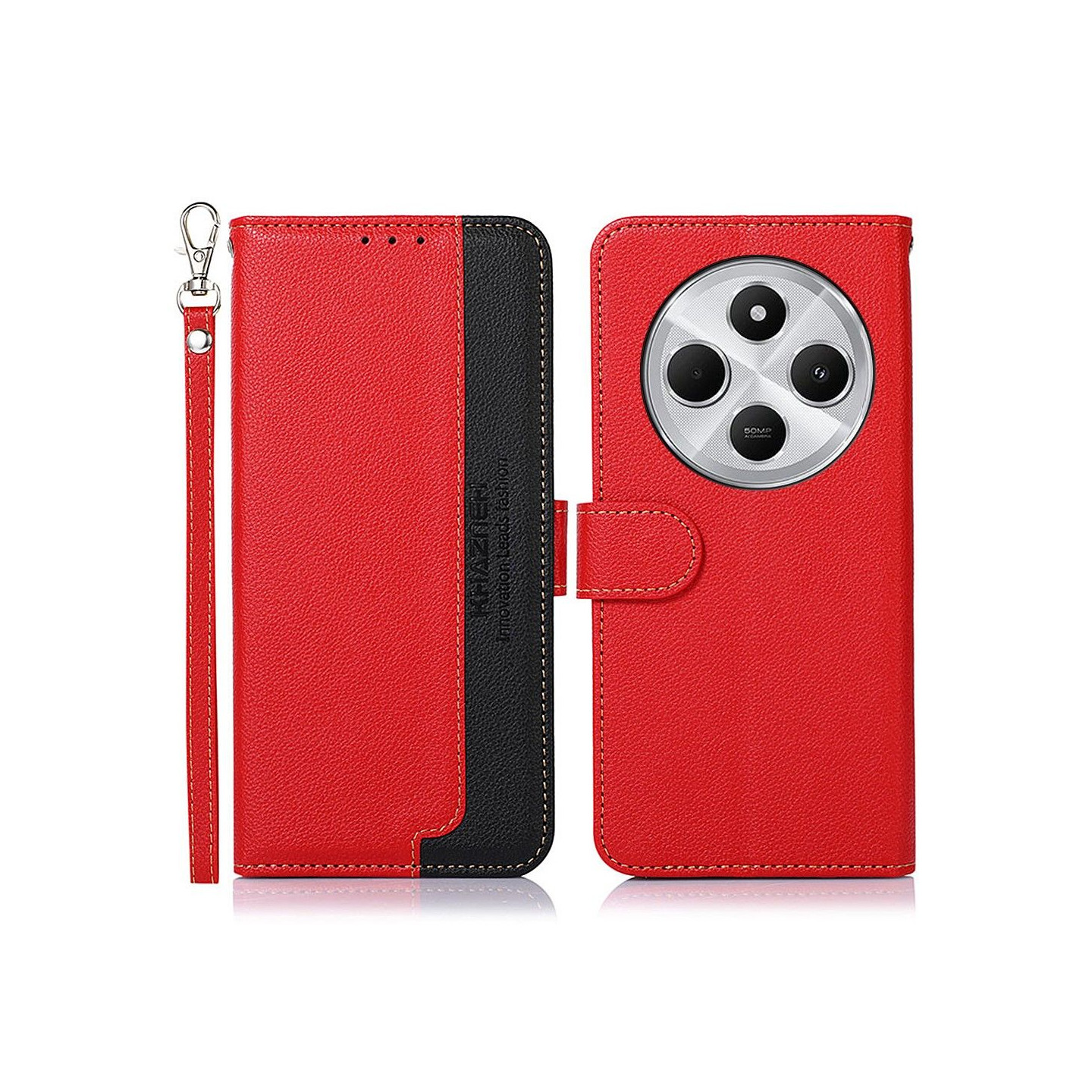 KHAZNEH Plånboksfodral till Xiaomi Redmi 14C - Röd/Svart