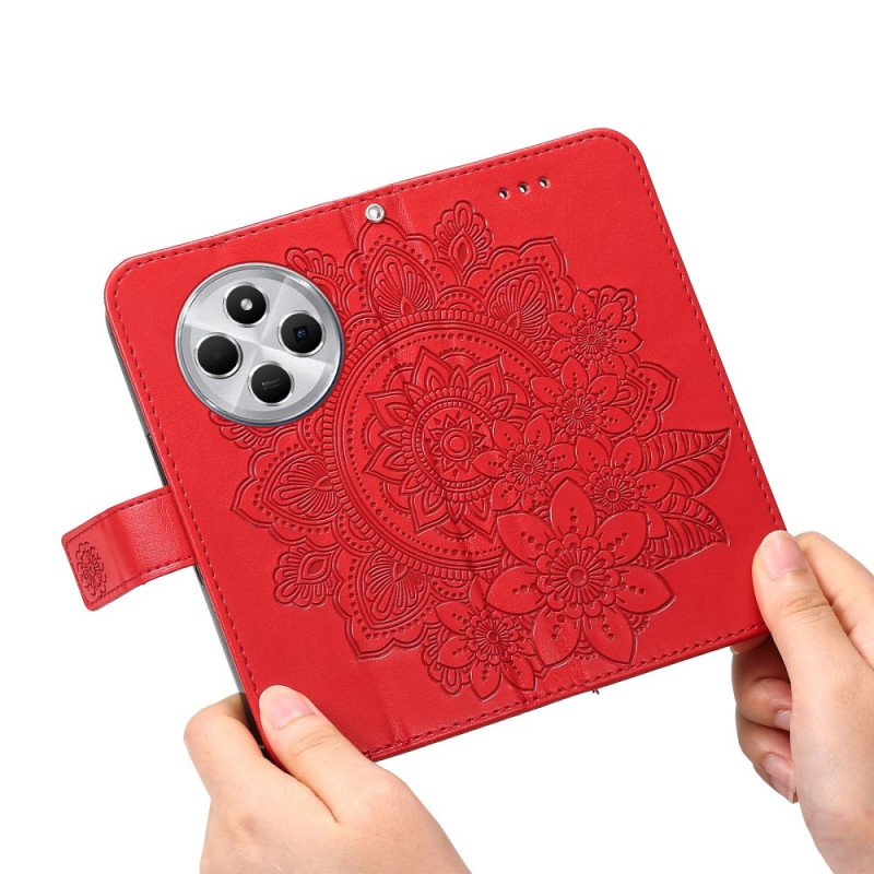 Til Xiaomi Redmi 14C Lommebok - deksel med blomstermønster - rød