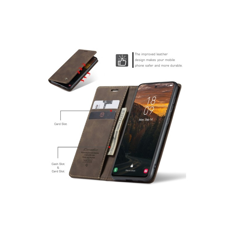 CASEME Retro Wallet Case for Samsung Galaxy S24 FE