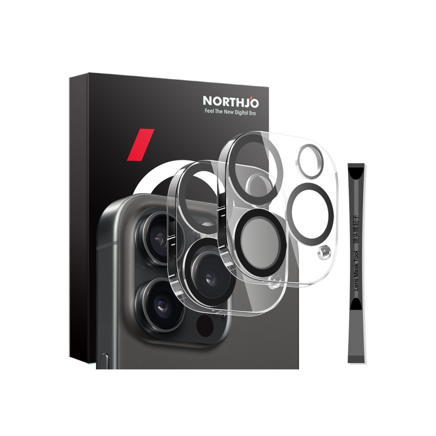 NORTHJO 2 - Pack Kameralinsskydd för iPhone 16 Pro / 16 Pro Max, Härdat Glas