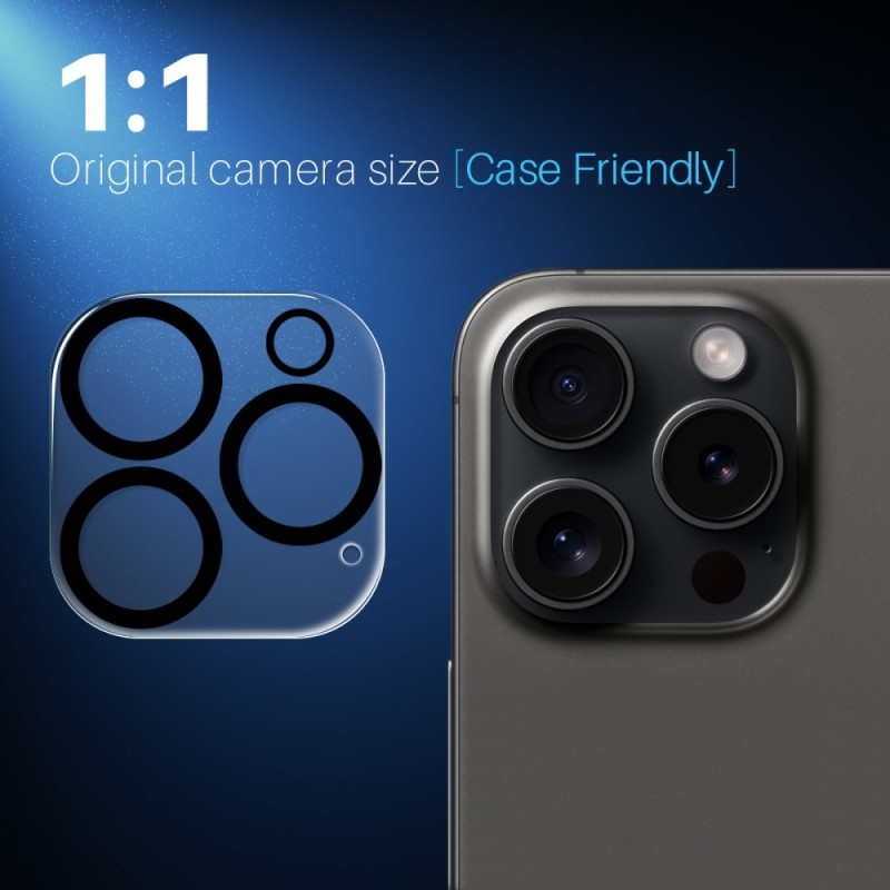 NORTHJO 2Pcs For iPhone 16 Pro / 16 Pro Max Camera Lens Protector Black Circles HD Clear Tempered Glass Lens Film 3D Full Covera