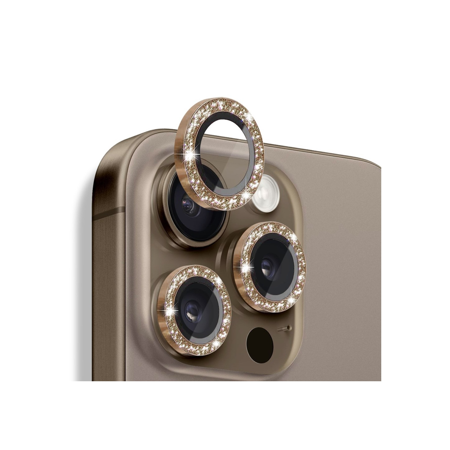 NORTHJO Kameralinsebeskyttelse med Glitter til iPhone 16 Pro / 16 Pro Max, Hærdet Glas