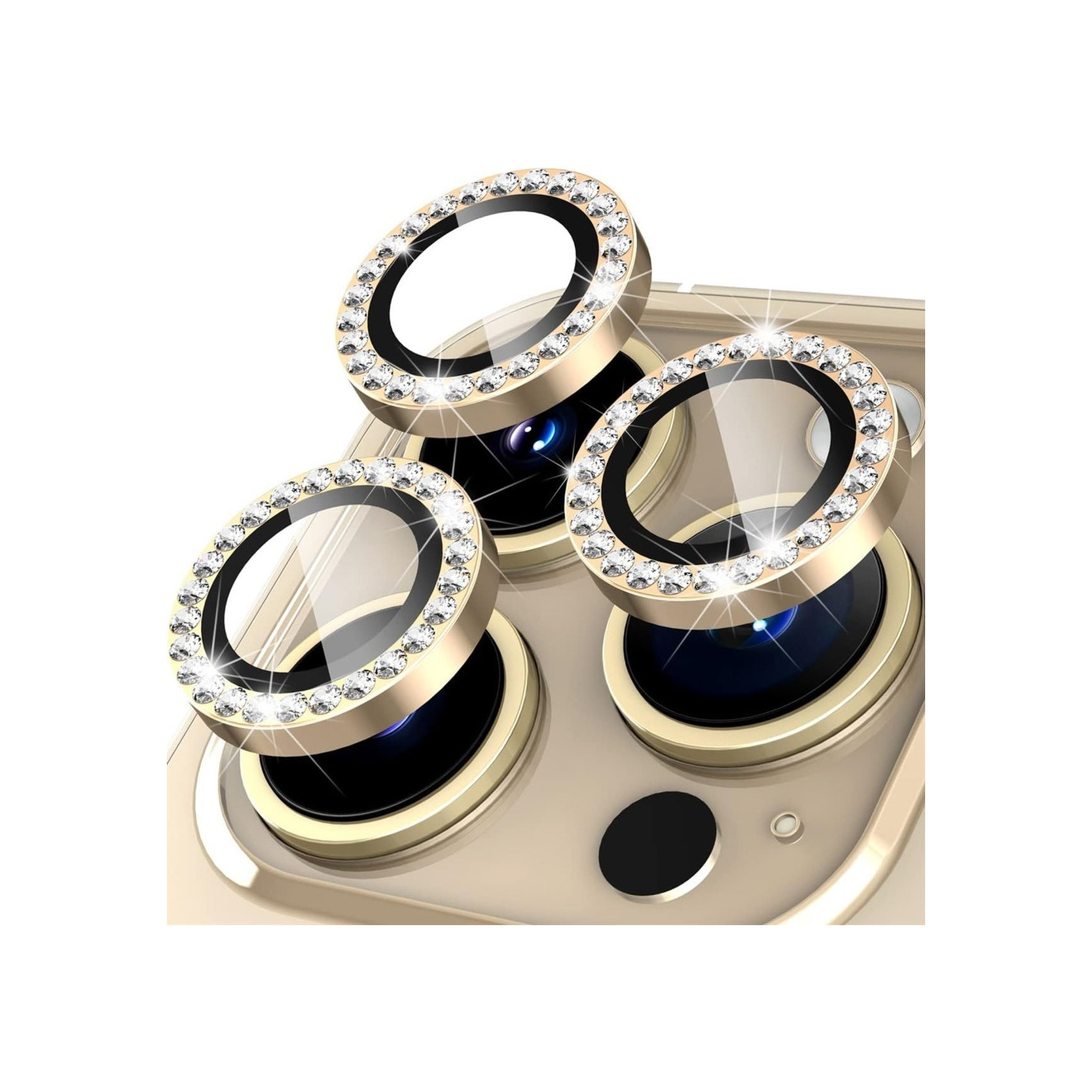 För iPhone 16 Pro 16 Pro Max Kamera Linsskydd härdat glas+metallring - Guld