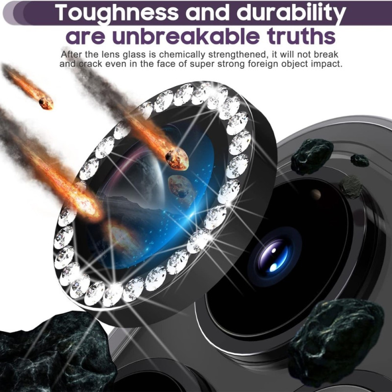 För iPhone 16 Pro 16 Pro Max Kamera Linsskydd härdat glas+metallring - Svart