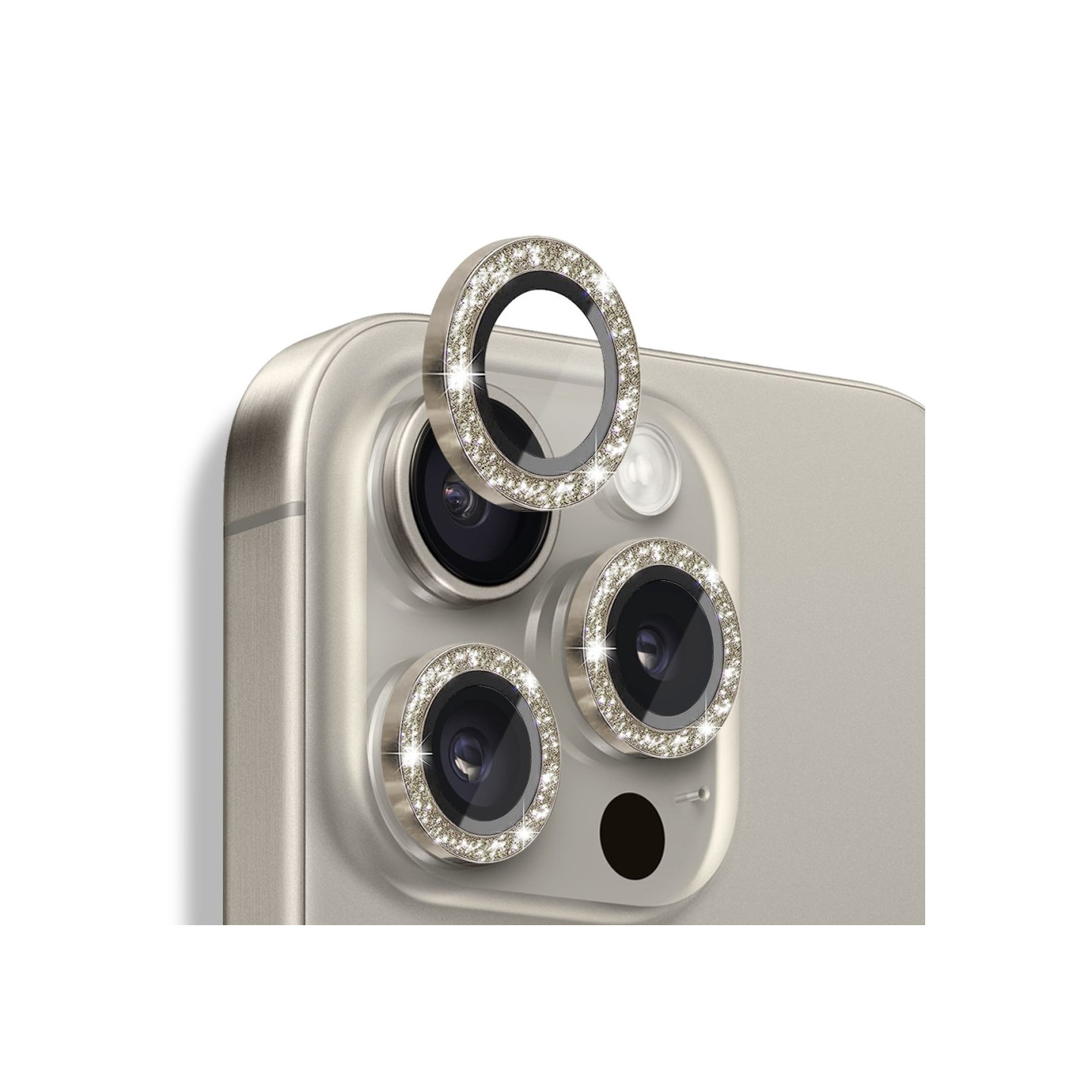 NORTHJO For iPhone 16 Pro / 16 Pro Max Camera Lens Film Tempered Glass+Metal Glitter Rear Lens Protector