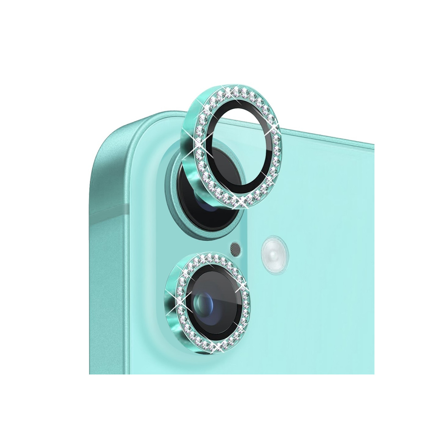 NORTHJO For iPhone 16 / 16 Plus Lens Protector Rhinestone Ring Tempered Glass Lens Film