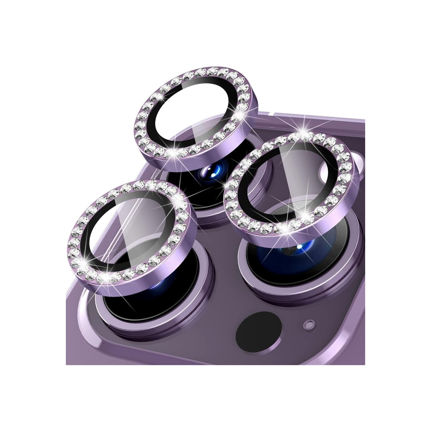 iPhone 16 Pro 16 Pro Max - kameran linssisuojalle karkaistu lasi + metallirengas - Violetti