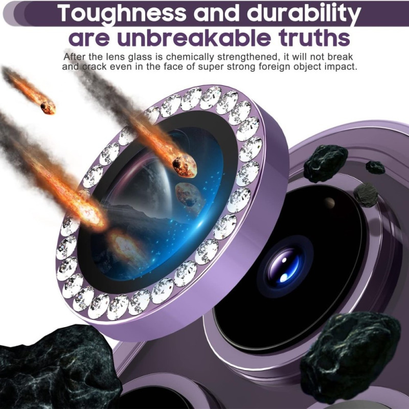 iPhone 16 Pro 16 Pro Max - kameran linssisuojalle karkaistu lasi + metallirengas - Violetti