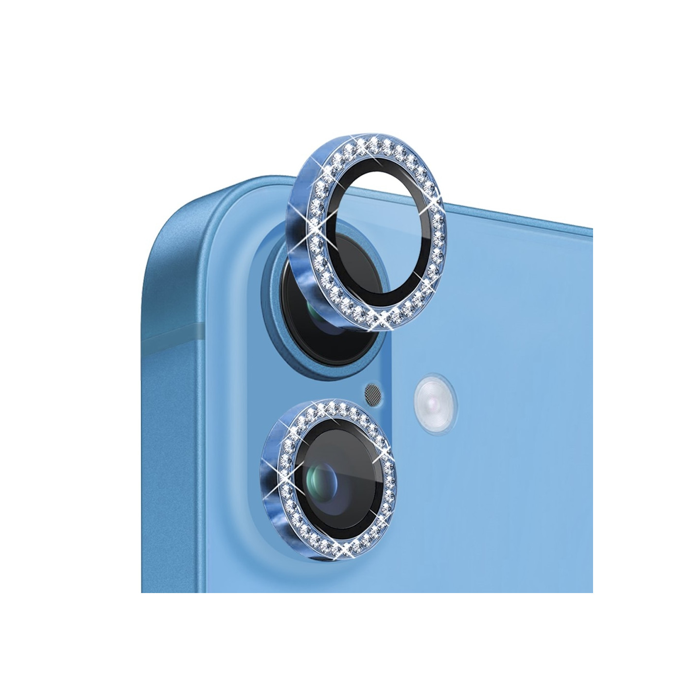 NORTHJO Kameran Linssinsuoja Strassilla iPhone 16 / 16 Plus, Karkaistu Lasi