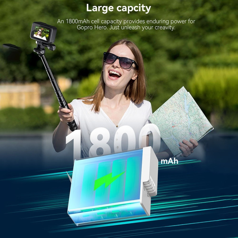 Battery AMAGISN for GoPro Hero 12/11/10/9 3.85V 1800mAh Rechargeable Li - Ion