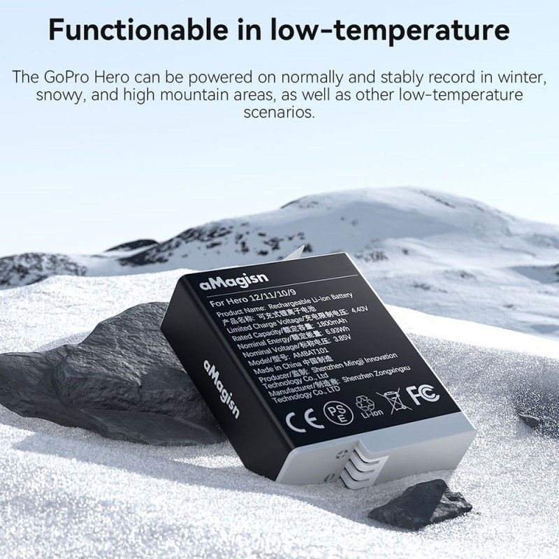 Akku AMAGISN for GoPro Hero 12/11/10/9 3,85V 1800mAh ladattava Li - Ion