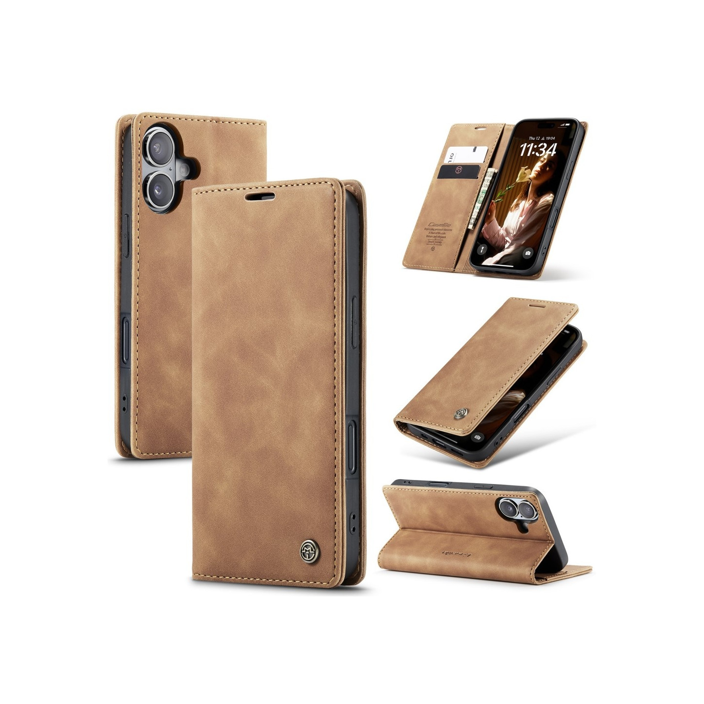 CASEME Plånboksfodral iPhone 16 Plus - Brun