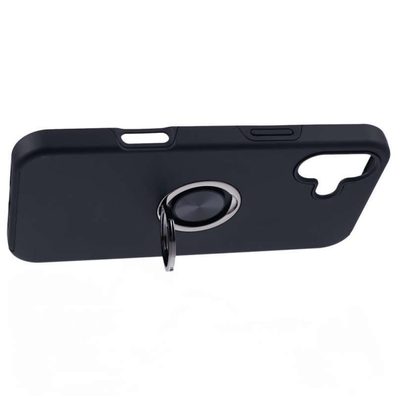 For iPhone 16 Plus Finger Ring Kickstand Hybrid Case - Black