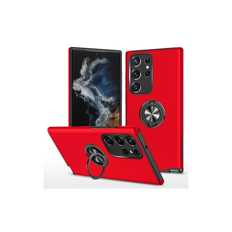 Samsung Galaxy S23 Ultra Sormenrengastuki Hybridikotelo - Punainen