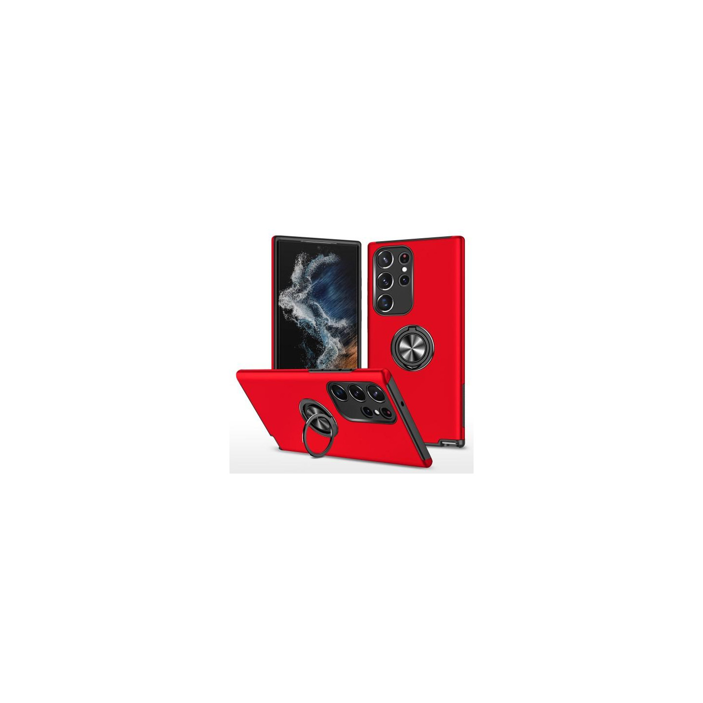 Samsung Galaxy S23 Ultra Hybrid Deksel Med Fingerring - Rød