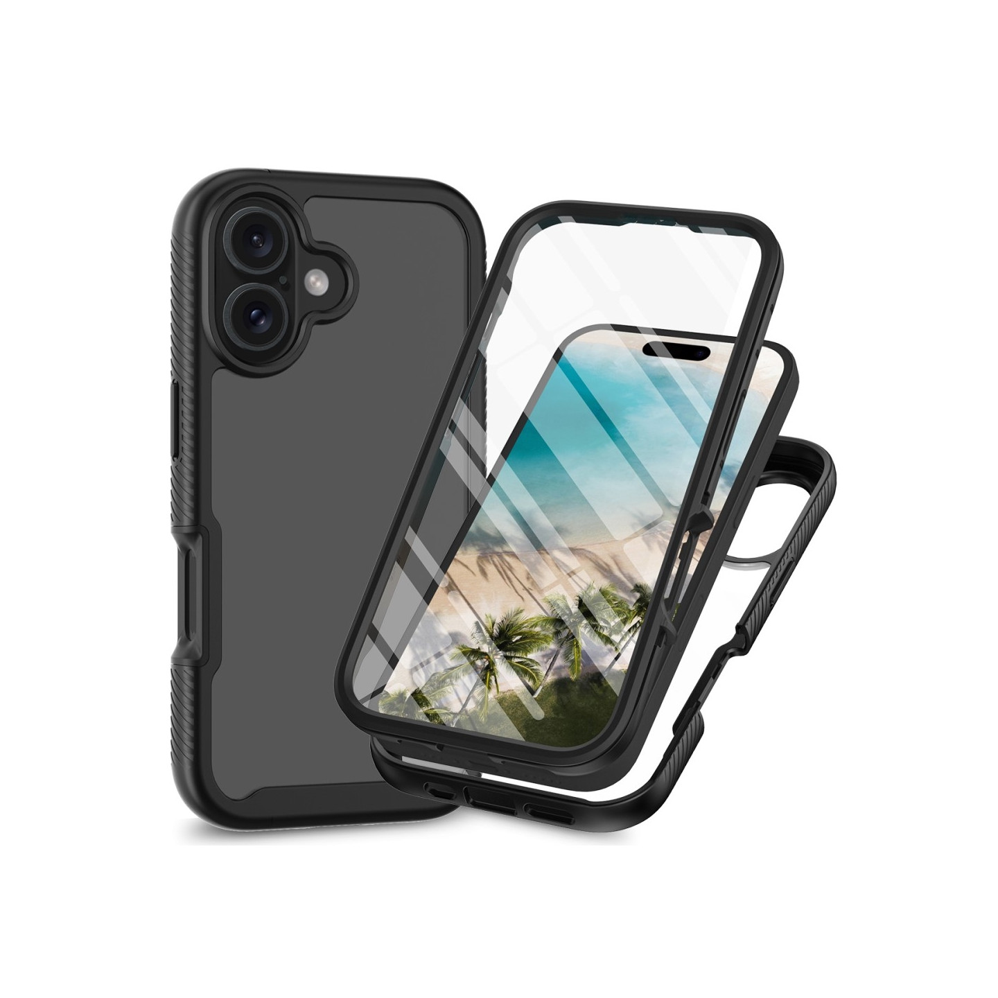 Fodral Skal för iPhone 16 Plus PC+TPU Klart telefonskal med PET - skärmfilm