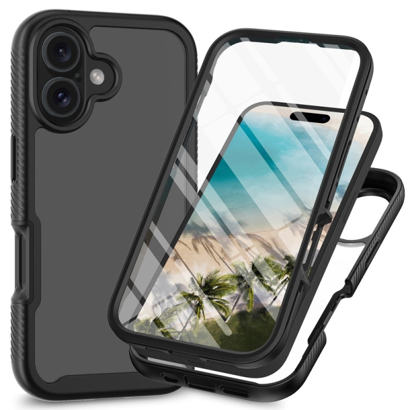Etui Cover til iPhone 16 PC+TPU Gennemsigtigt telefoncover med PET - skærmfilm