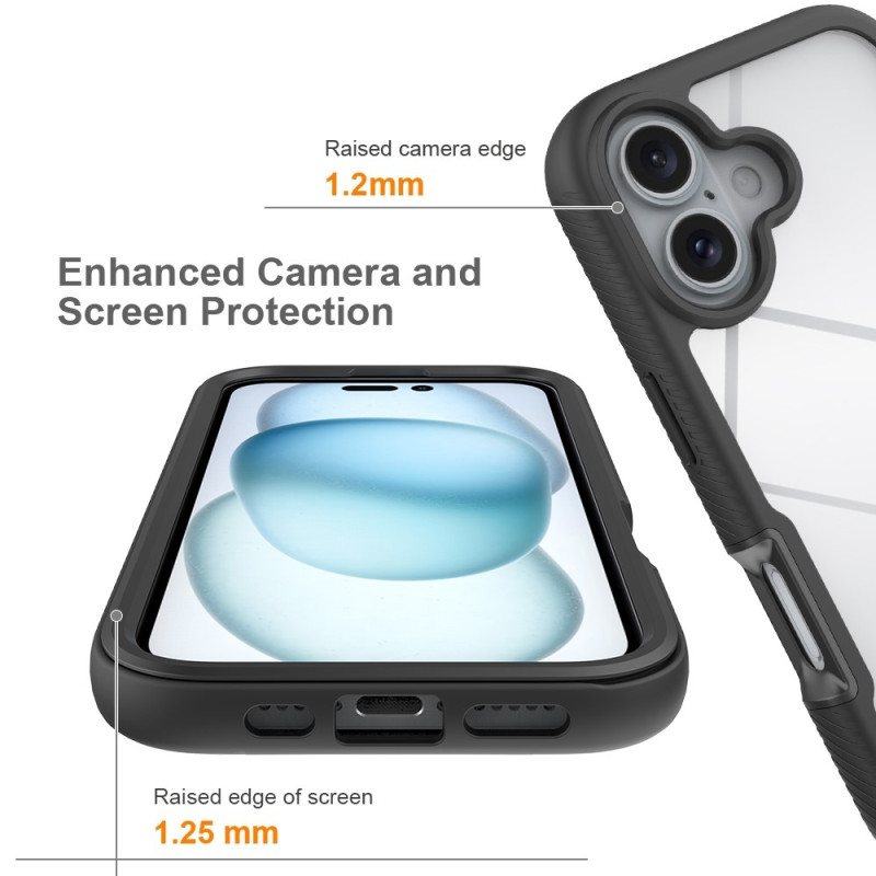Fodral Skal för iPhone 16 PC+TPU Klart telefonskal med PET - skärmfilm