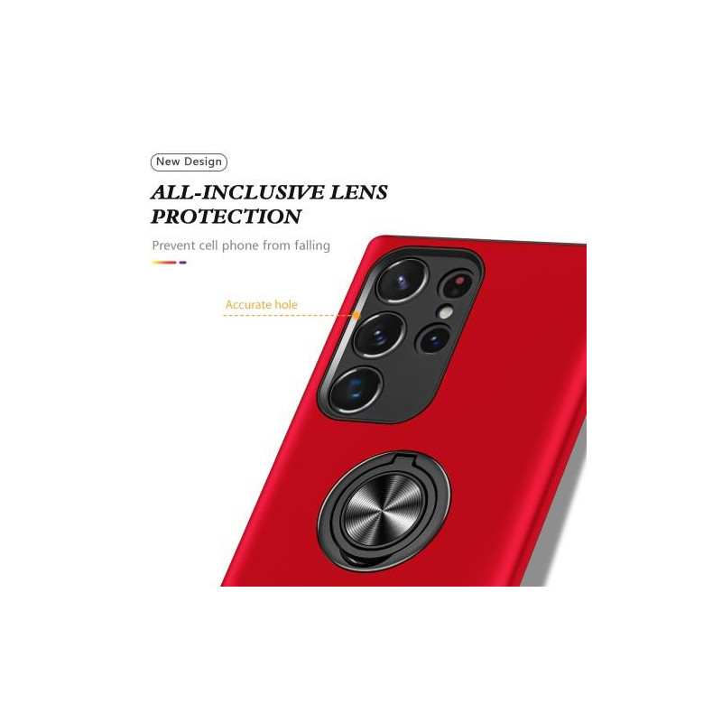 Samsung Galaxy S23 Ultra Finger Ring Kickstand Hybrid Case - Red