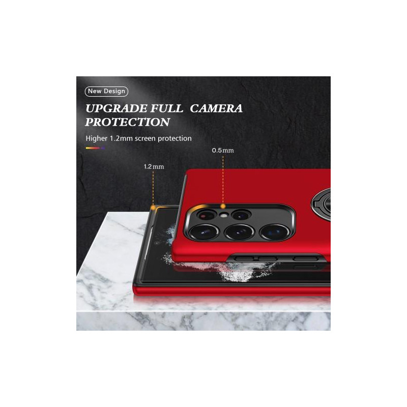 Samsung Galaxy S23 Ultra Hybrid Deksel Med Fingerring - Rød