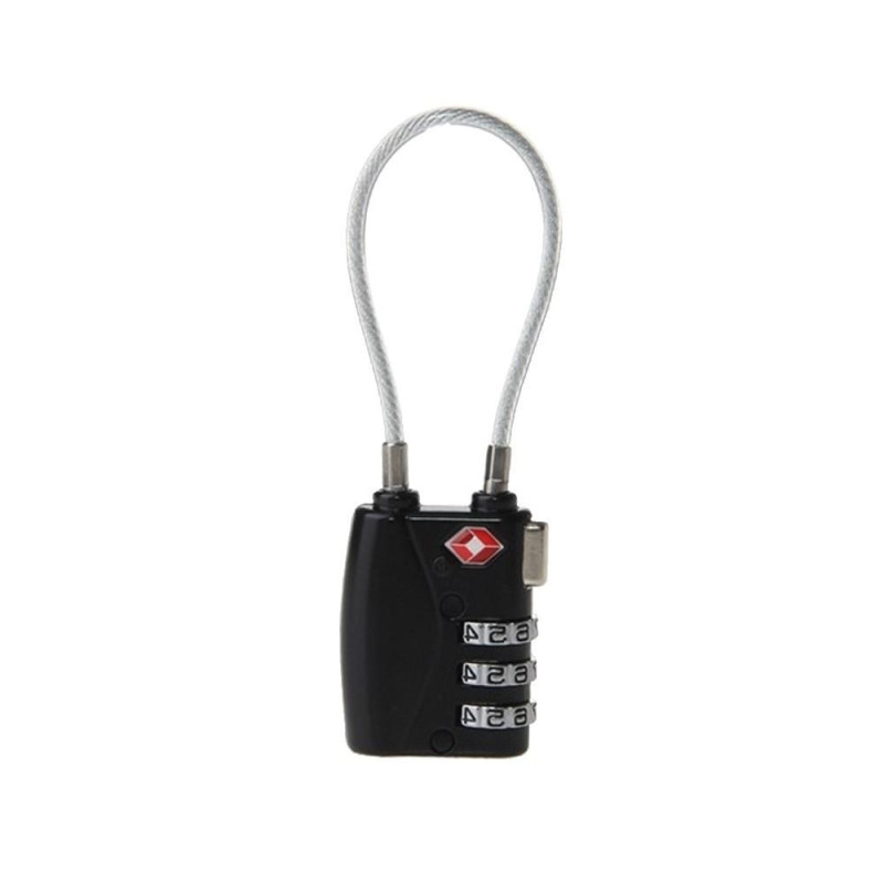 TSA Combination Wirerope Lock for Zipper Luggage - Black