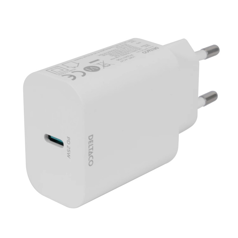 USB - C Vegglader med PD 20 W og PPS 25 W, Samsung Super Hurtiglading, Hvit