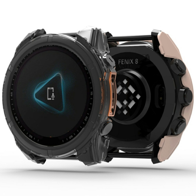 För Garmin Fenix 8 47 mm AMOLED hård PC Watch - fodral Skal med härdat glas