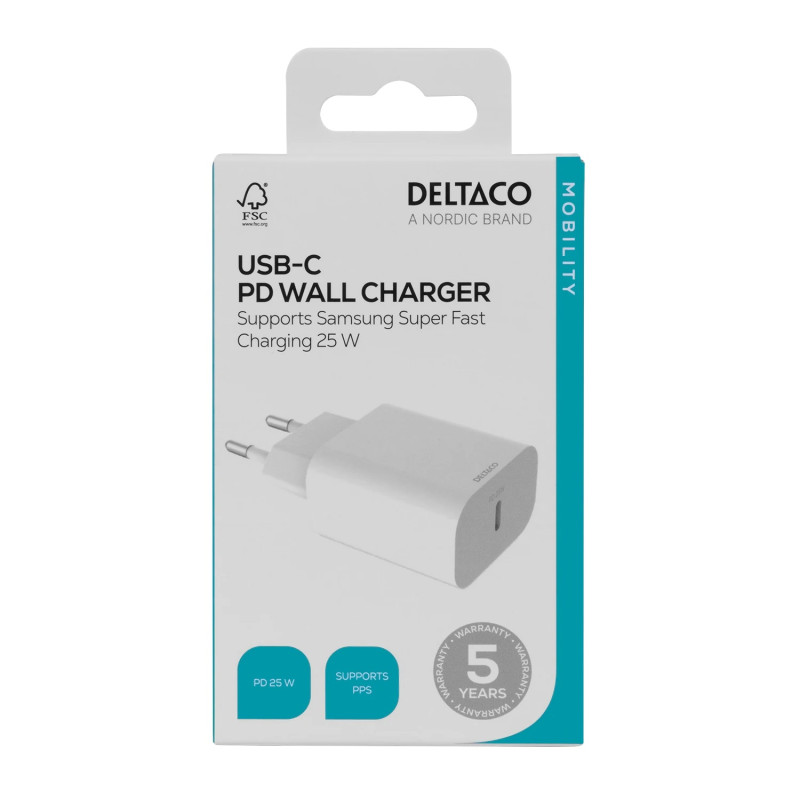 USB - C - seinälaturi, PD 20 W ja PPS 25 W, Samsung Super Fast Charging, valkoinen