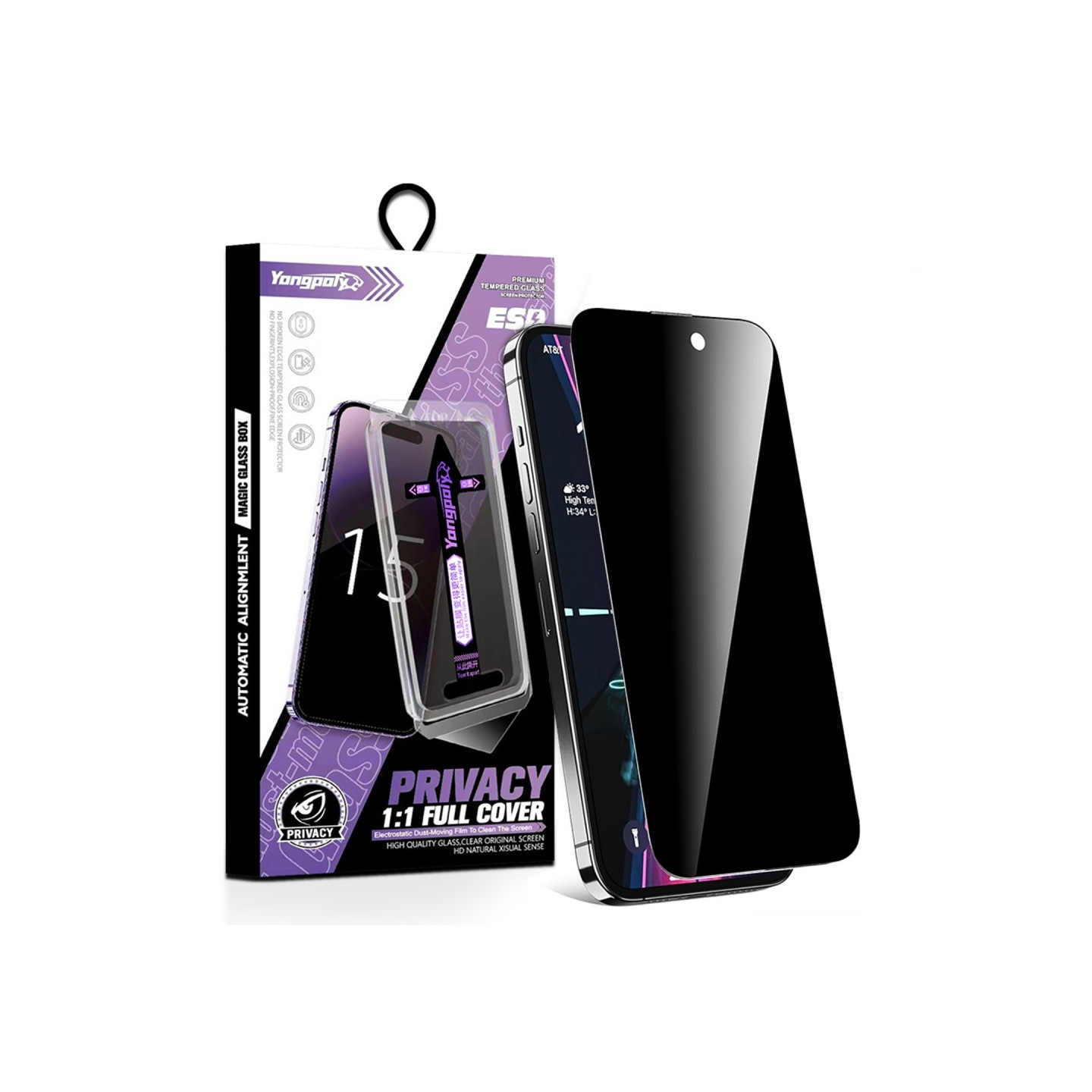 iPhone 16 Pro Max Anti - spy Privacy Tempered Glass - näytönsuoja