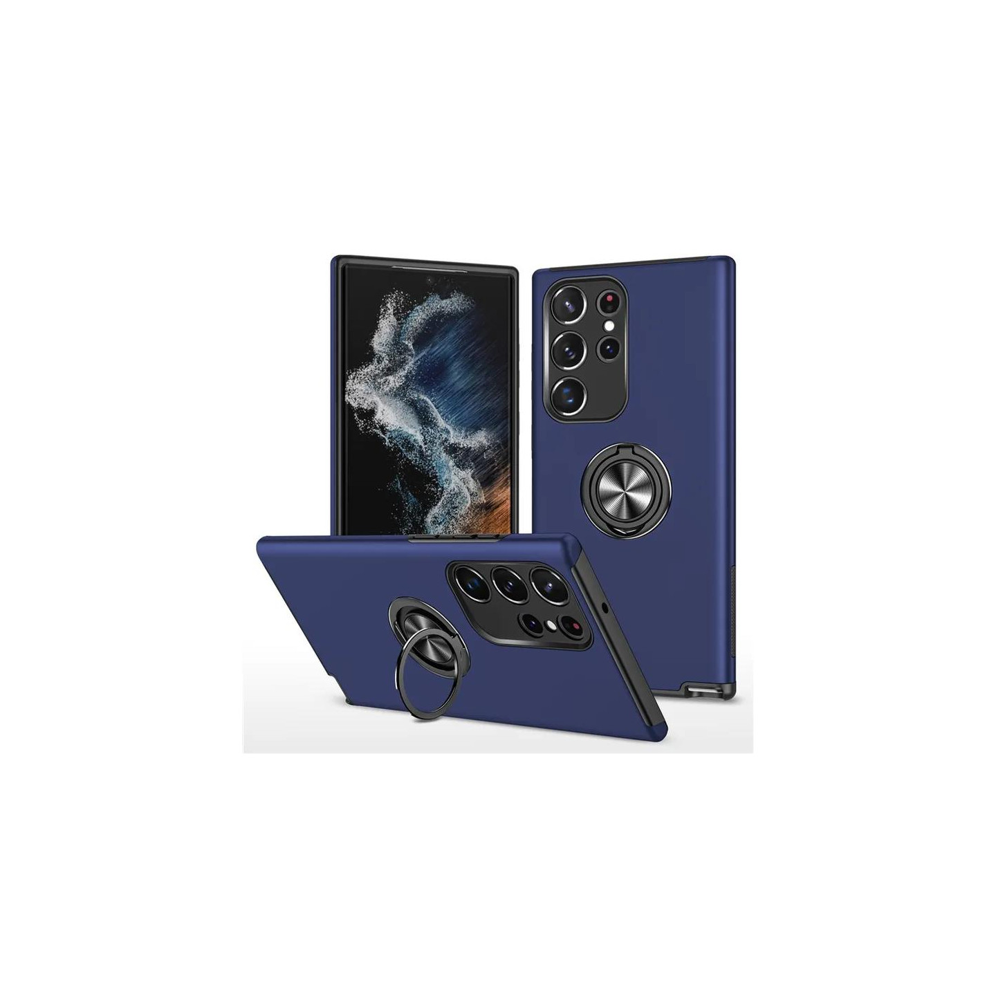 Samsung Galaxy S23 Ultra Hybrid Deksel Med Fingerring - Blå
