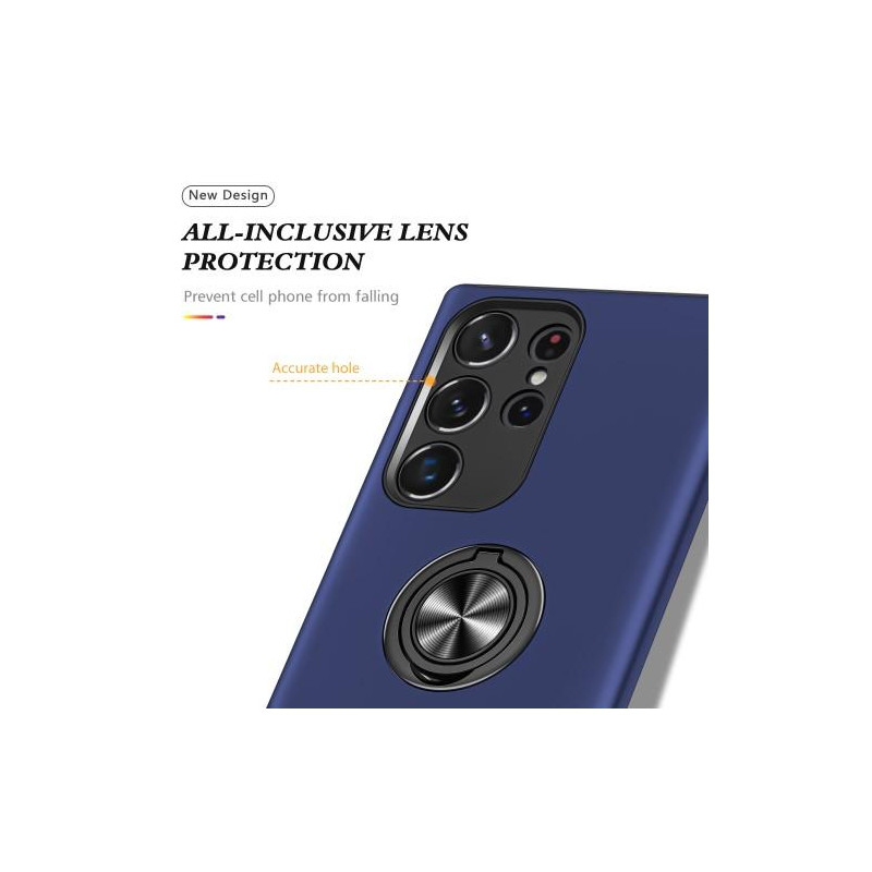 Samsung Galaxy S23 Ultra Finger Ring Kickstand Hybrid Case - Blue