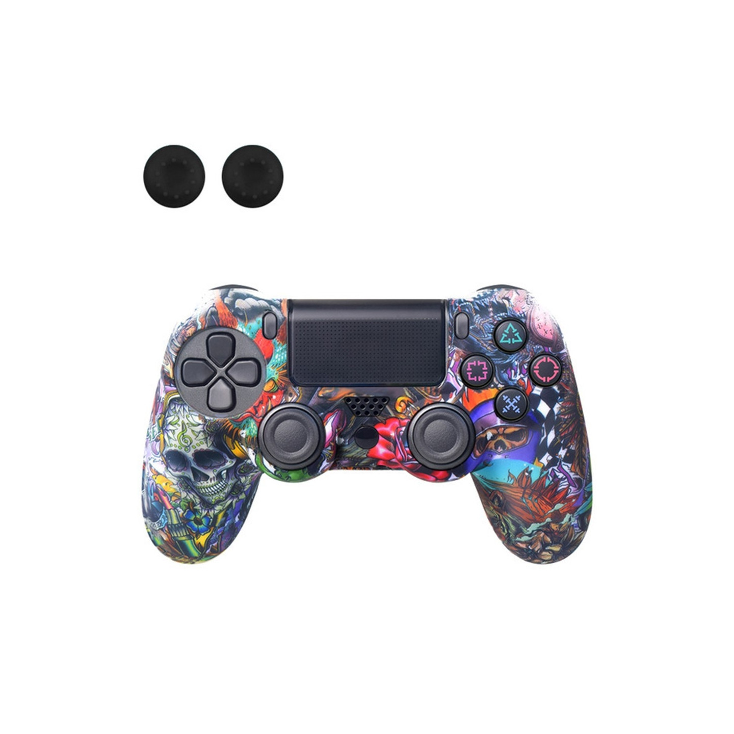 Suojakuori Sony PlayStation 4 Pro Slim PS4:lle liukastumista estävälle silikonikuorelle - Flower Skull