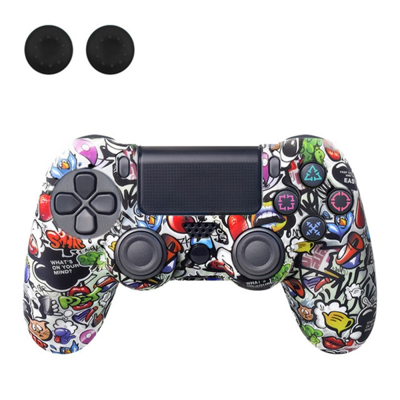 Etui til Sony PlayStation 4 Pro Slim PS4 Anti - Slip Silikone Skin Cover - Graffiti