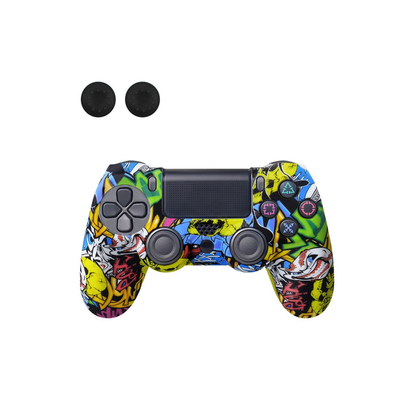 Suojakuori Sony PlayStation 4 Pro Slim PS4:lle liukastumista estävälle silikonikuorelle - Skull Graffiti