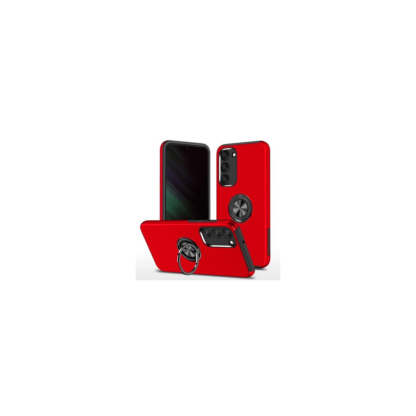 Samsung Galaxy S23 Finger Ring Kickstand Hybrid Case - Red